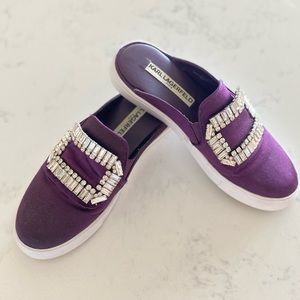 Karl Lagerfeld Purple Slides with Rhinestones